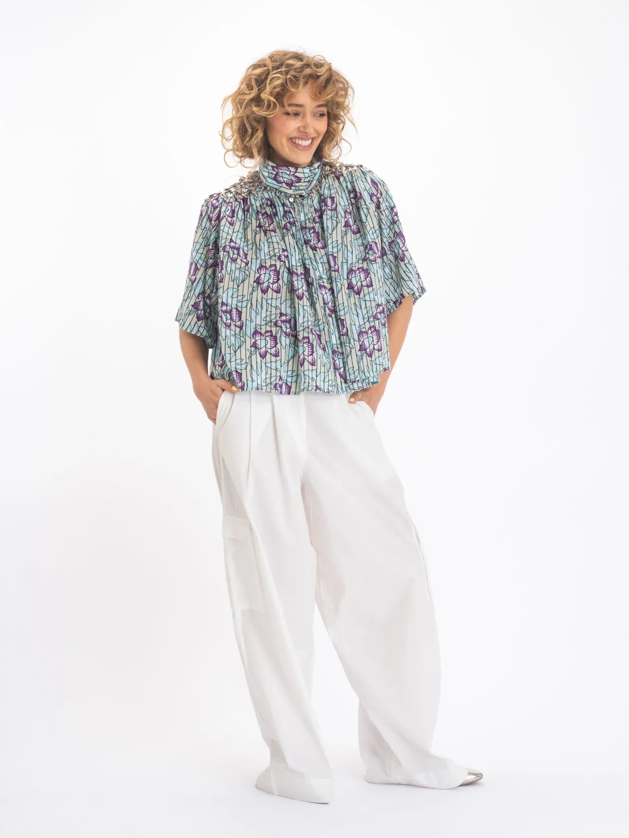 BHUMI BLOUSE BLEUE MOTIF
