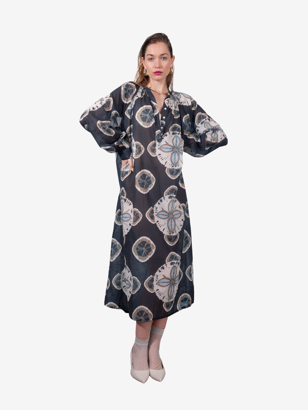 Robe charbon imprimée florale VISHNU