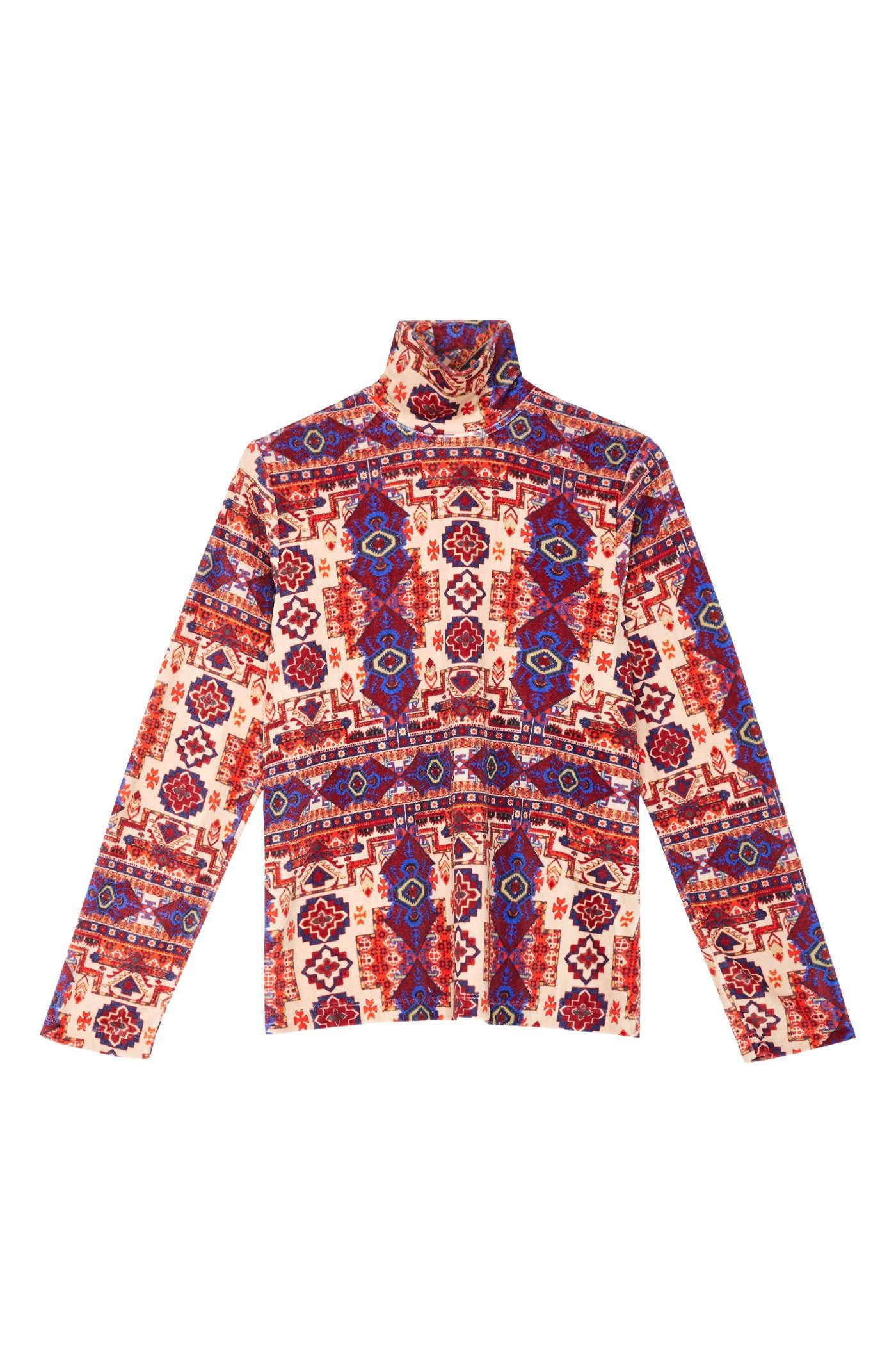 Pull col montant en velours rouge Tapestry