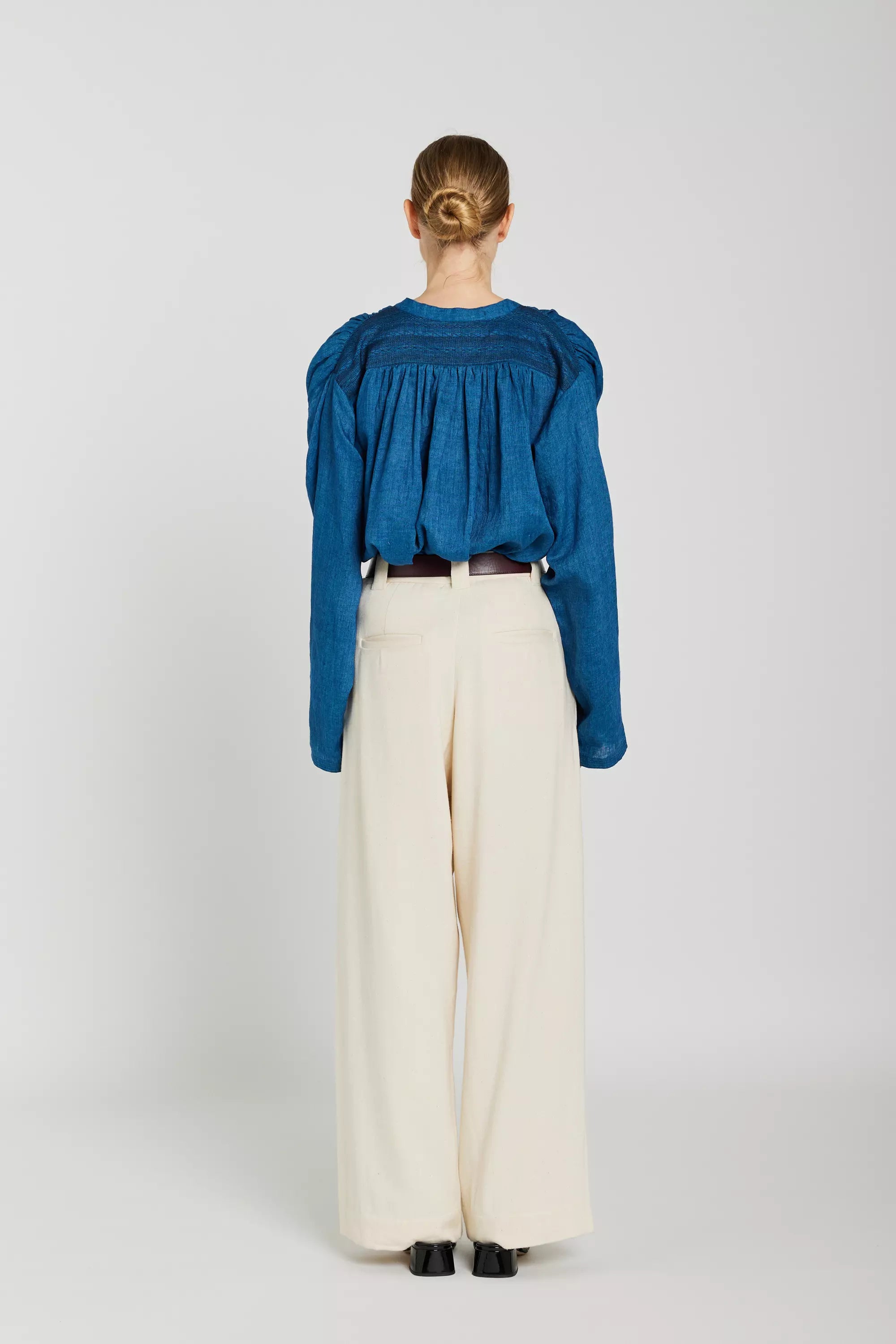 Chemise col mao bleue ABRIL