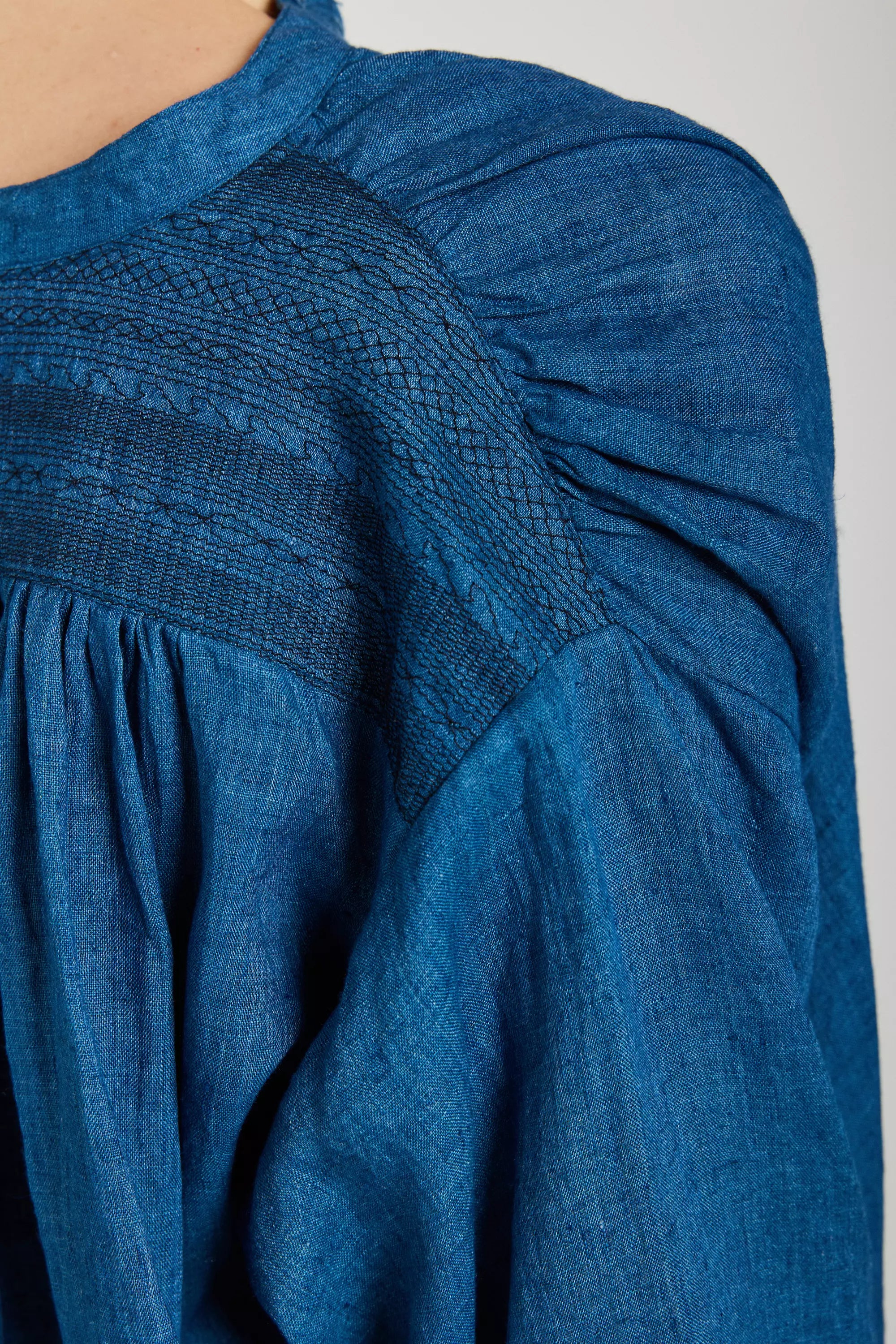 Chemise col mao bleue ABRIL