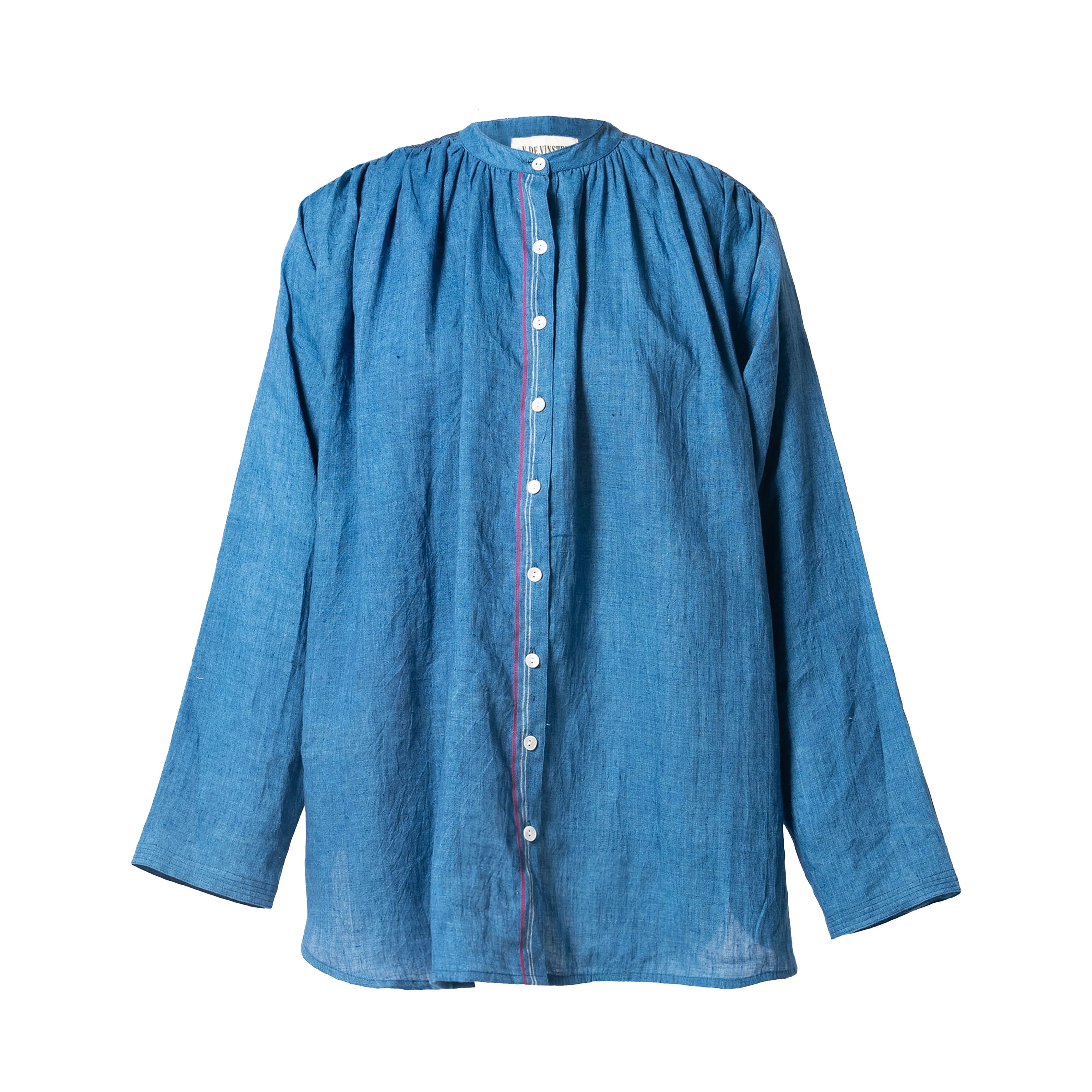 Chemise col mao bleue ABRIL
