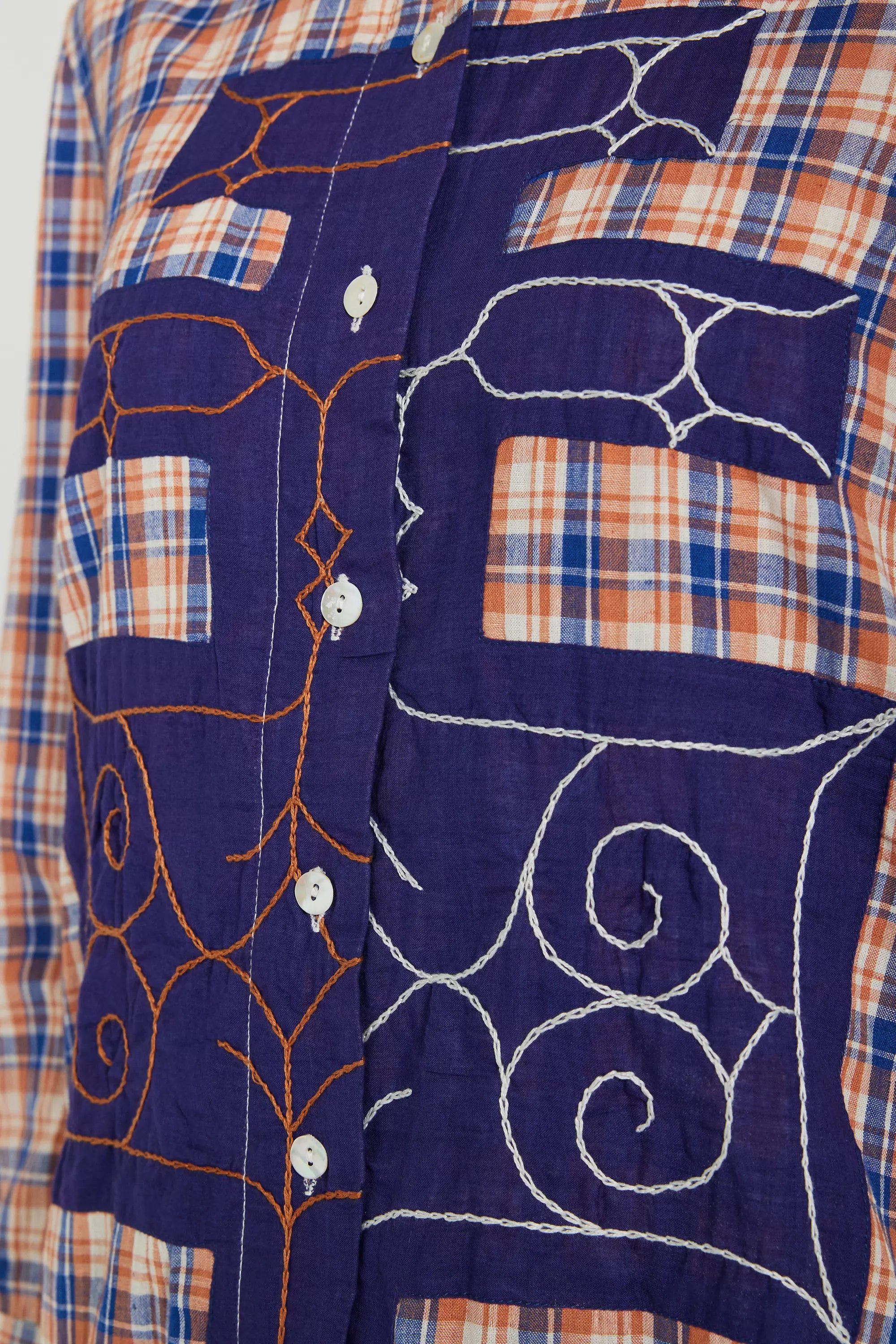 chemise orange col mão bleu v de vinster