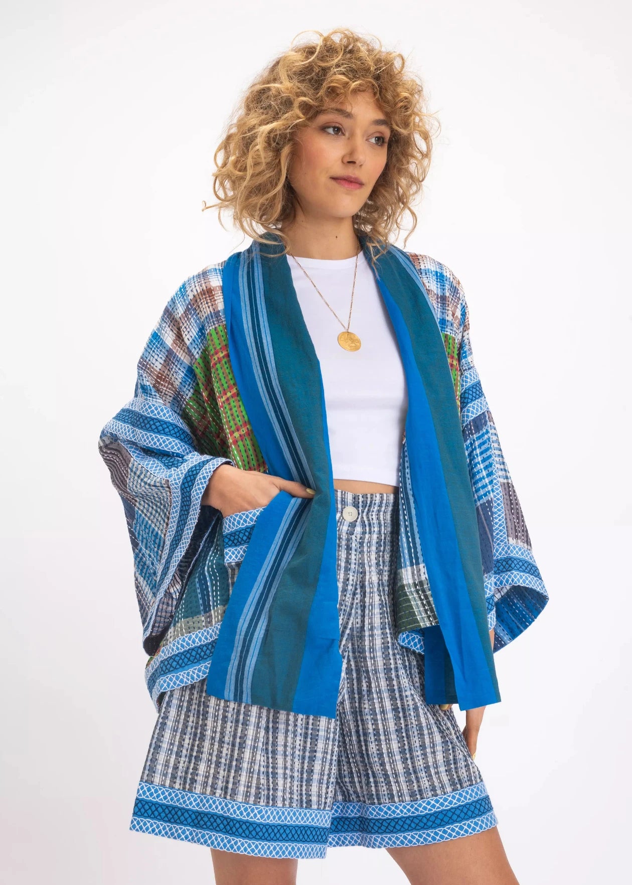 kimono v de vinster Rudra bleu