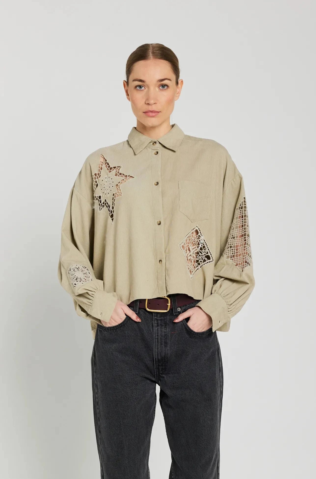 Chemise ajourée beige CIANA