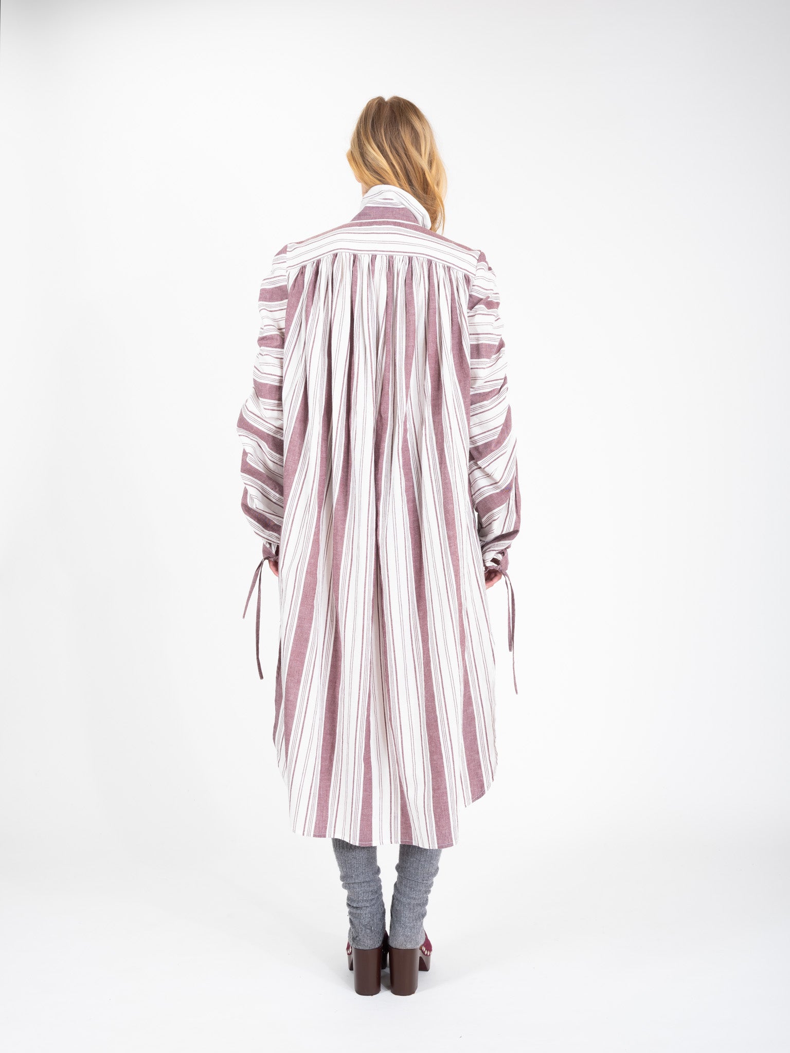 JOY wine-coloured striped maxi dress