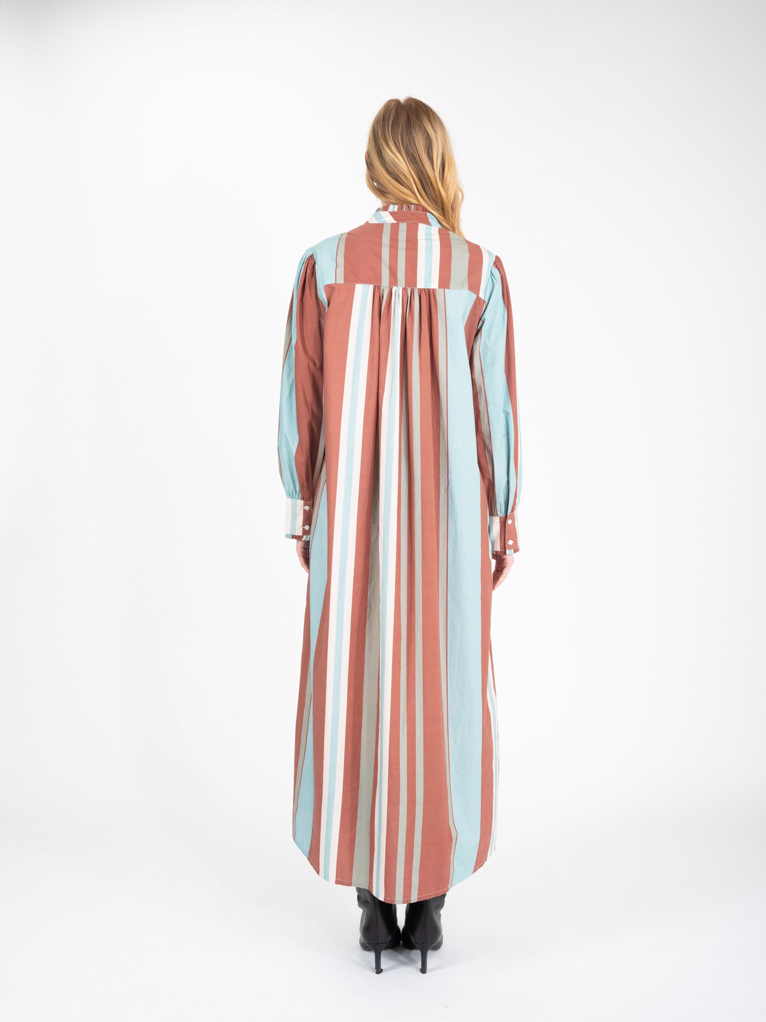 HAPPY Blue Striped Beaded Dress