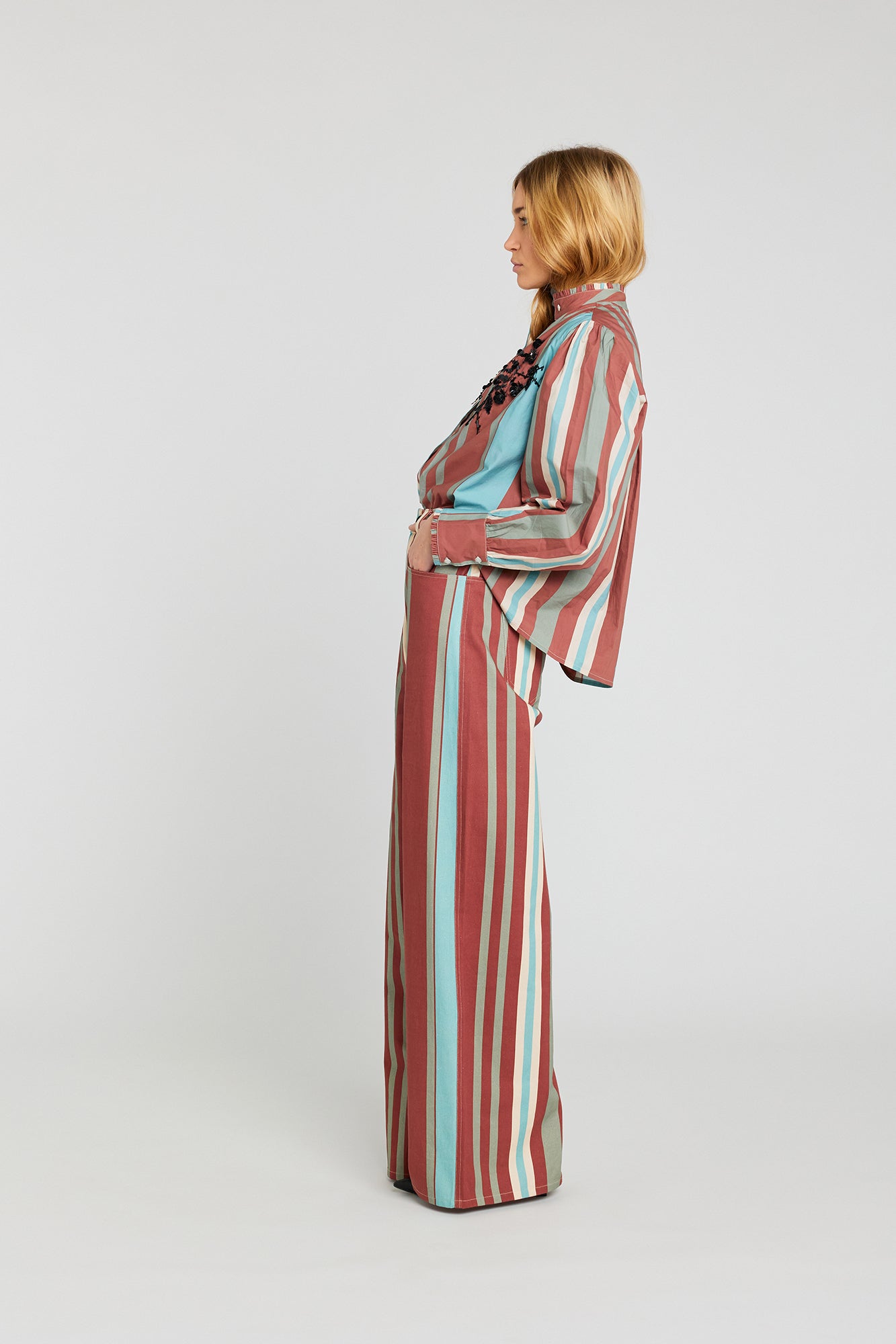HAPPY blue striped pants