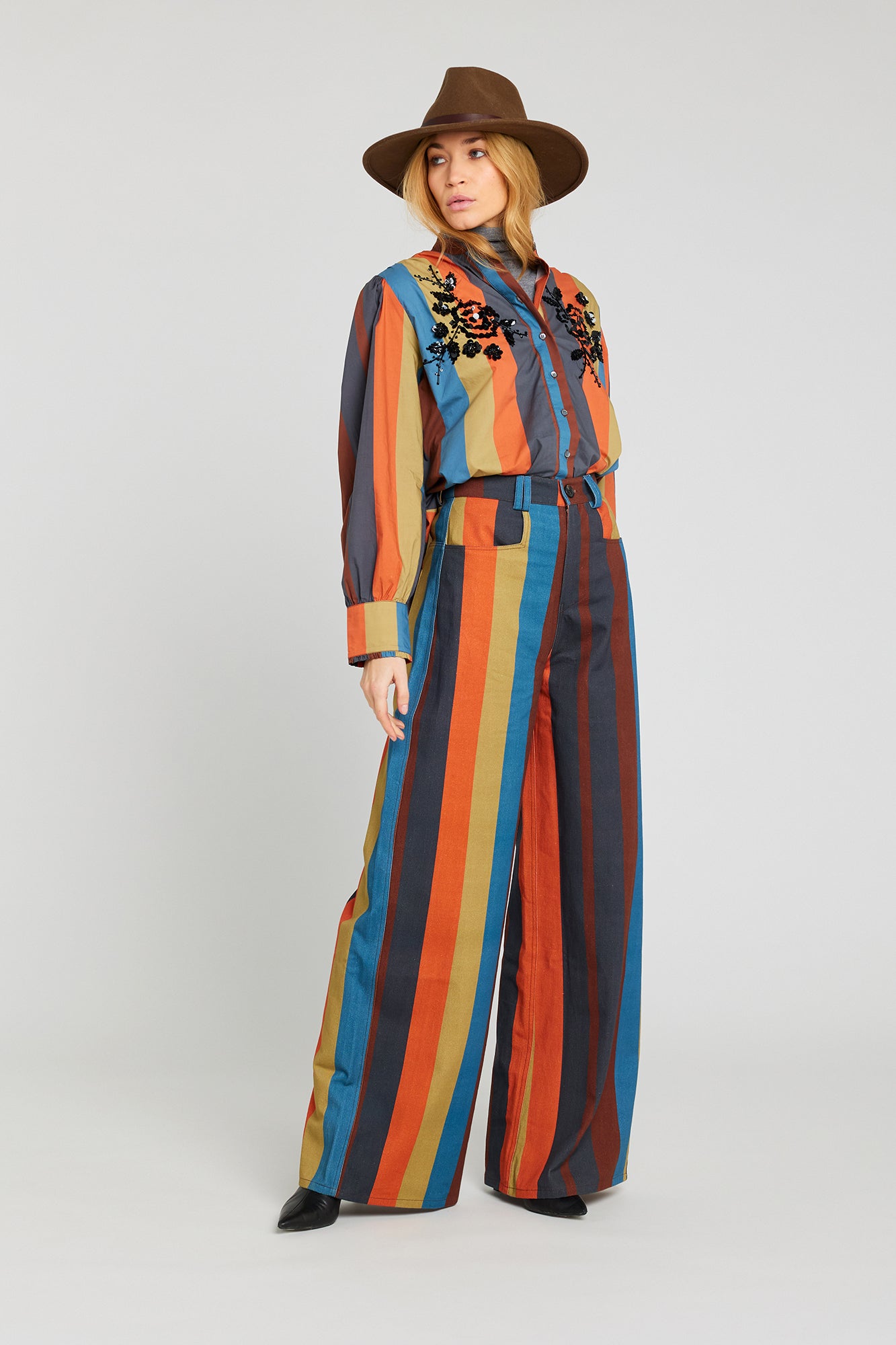 HAPPY orange striped pants