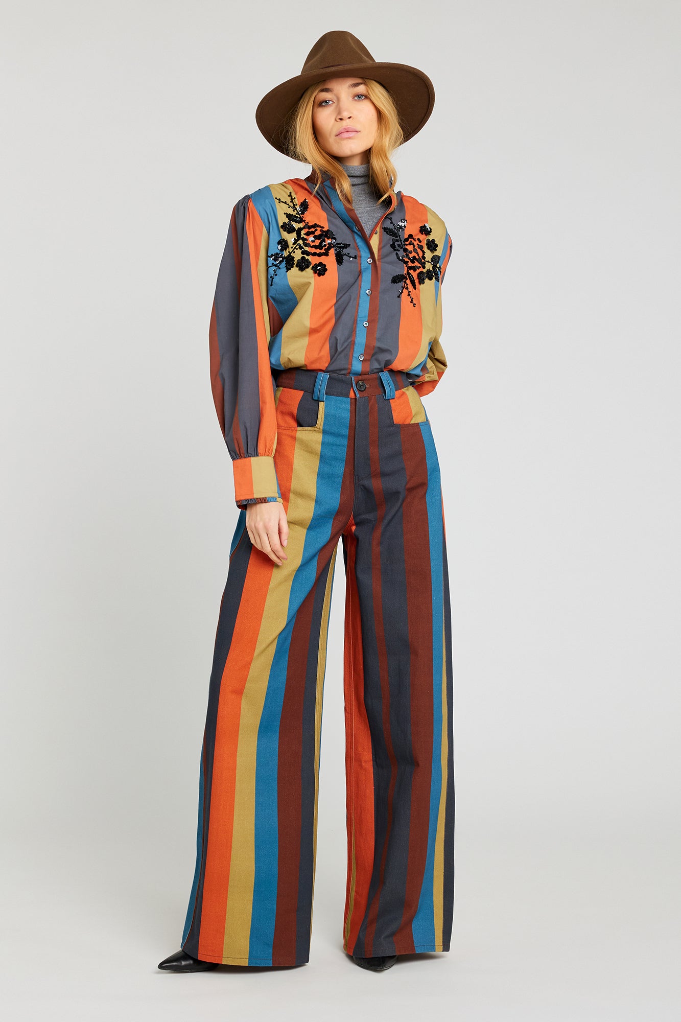 HAPPY orange striped pants