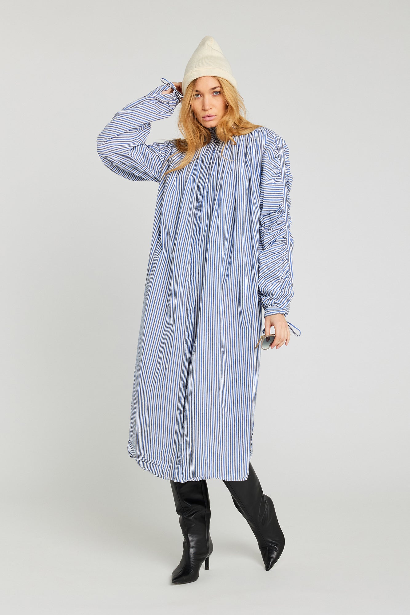 JOY blue striped long dress