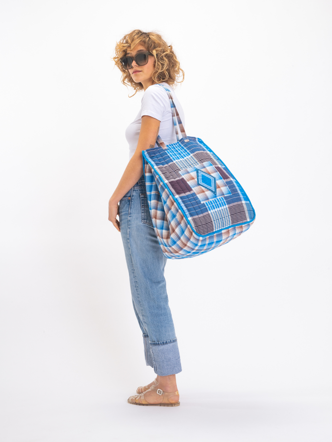 Sac bleu à carreaux RUDRA