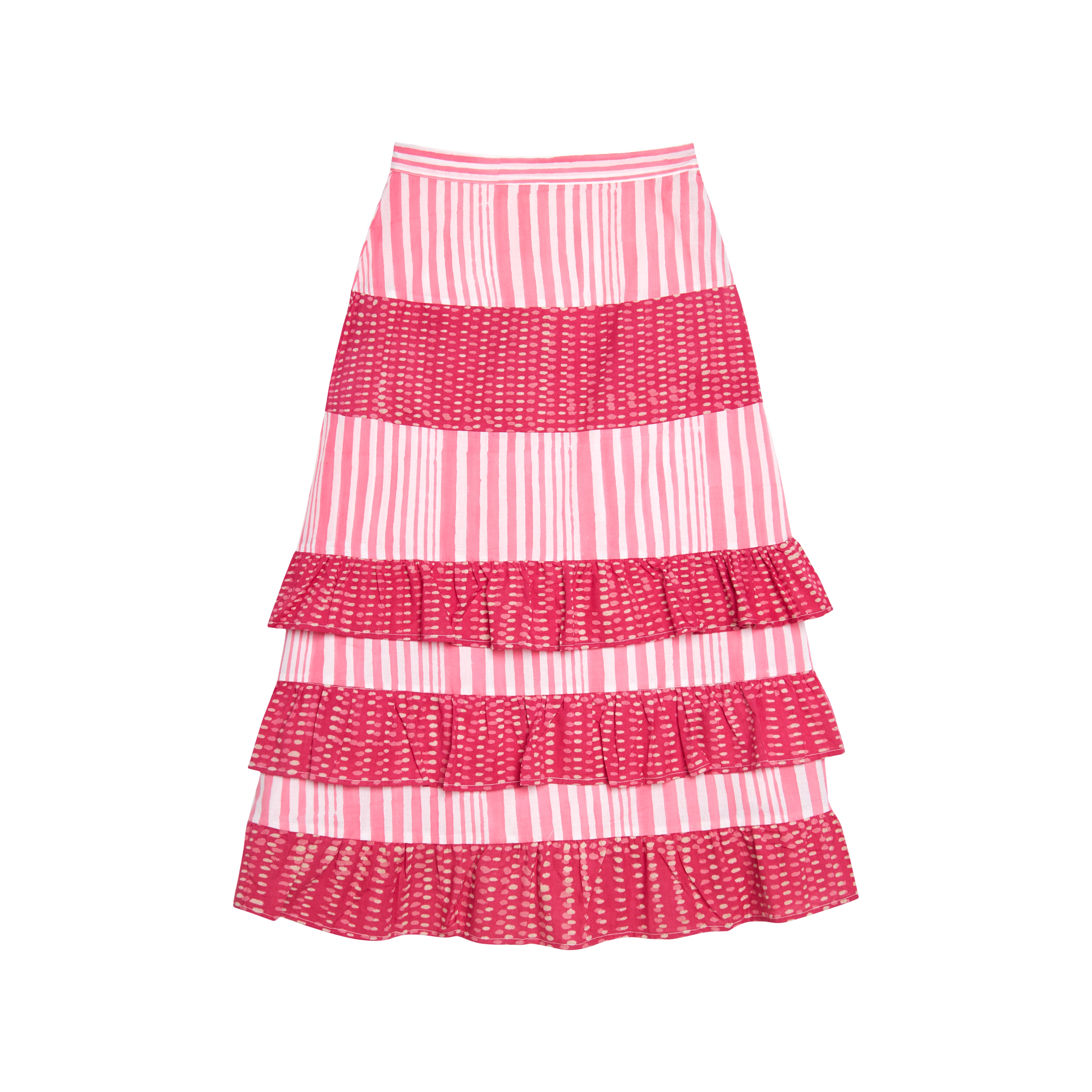 Shiva Pink Striped Long Skirt
