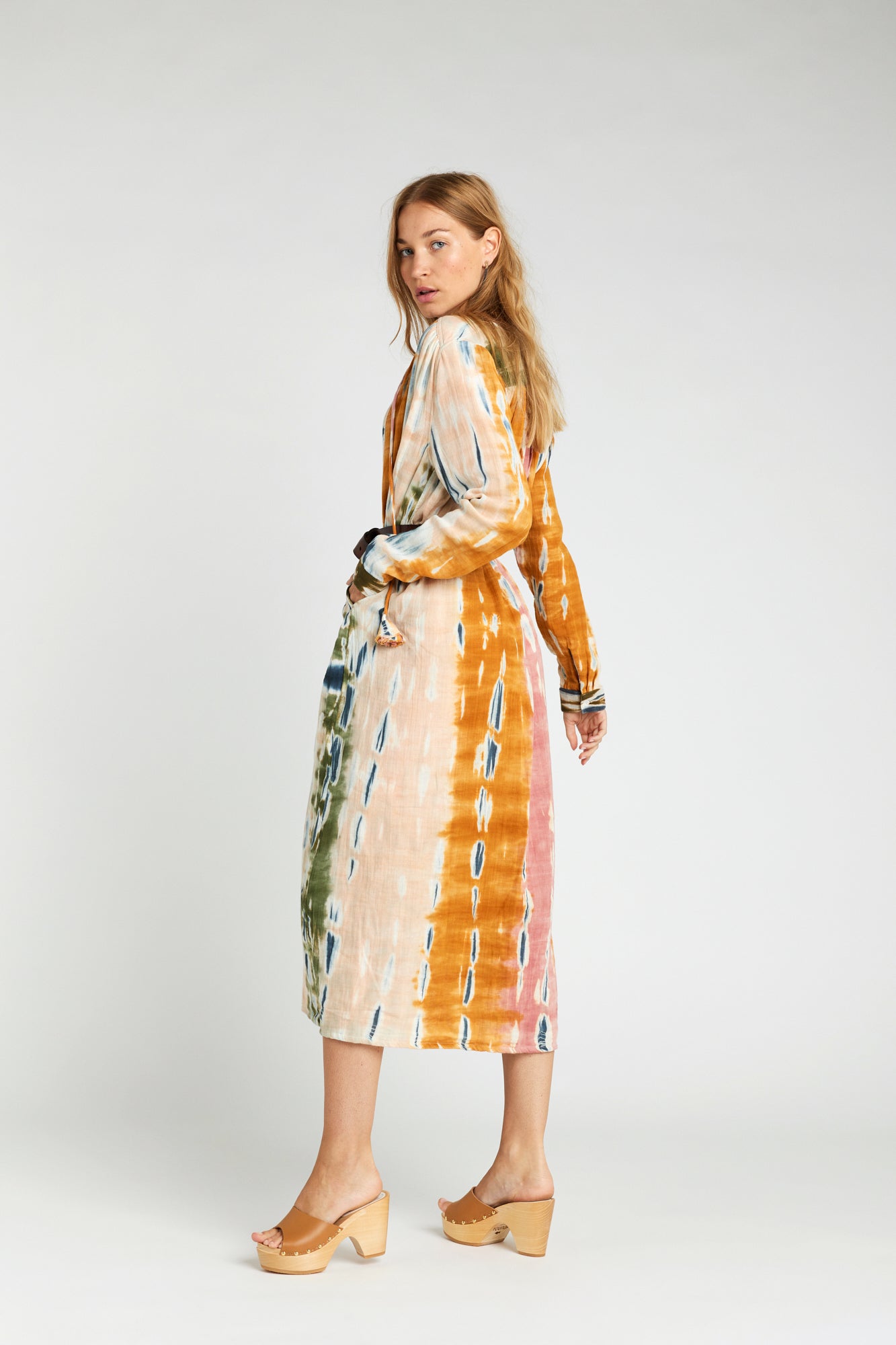 Robe longue rose Tie and Dye
