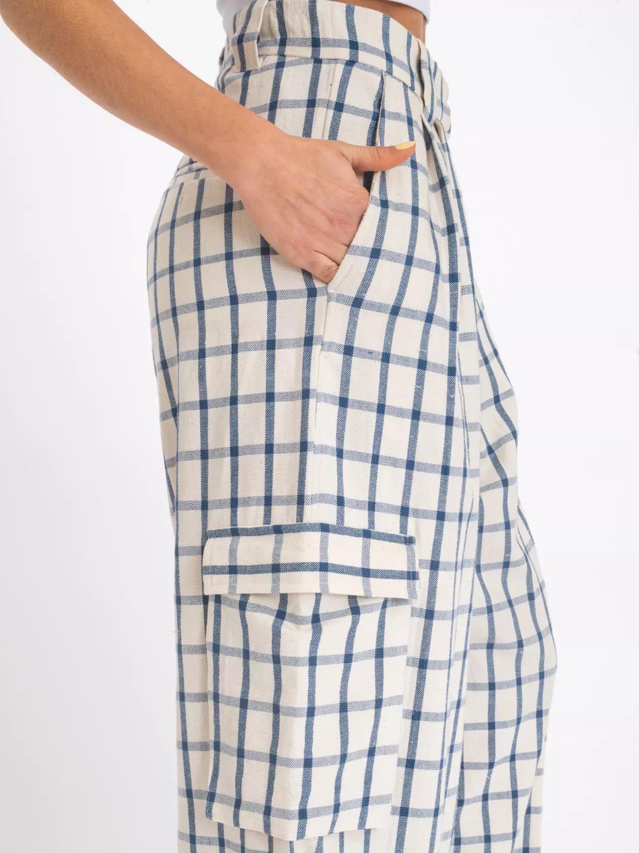 BLEU À CARREAUX PANTALON USHA