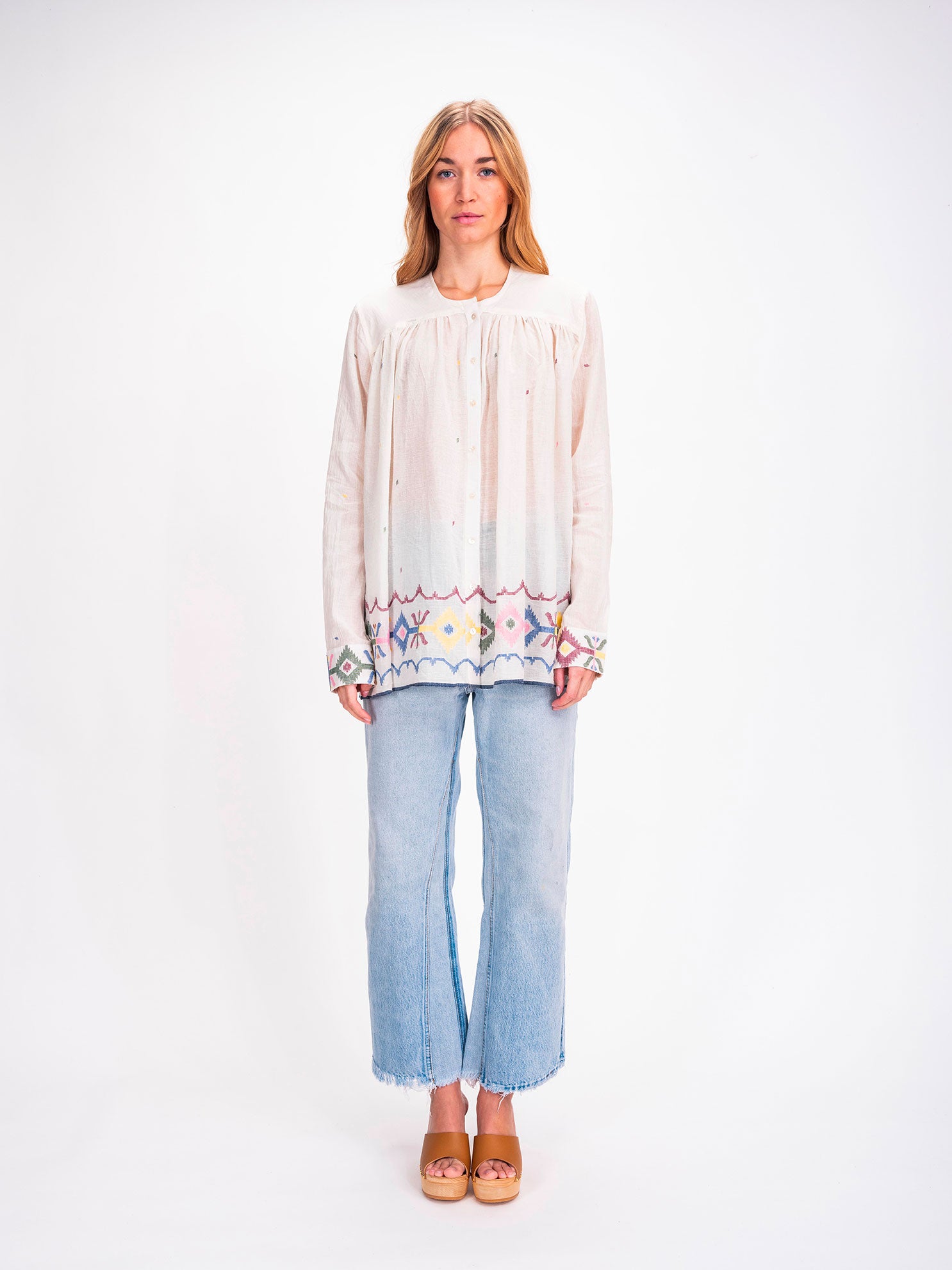 Blouse en voile de coton brodé Jamdeni