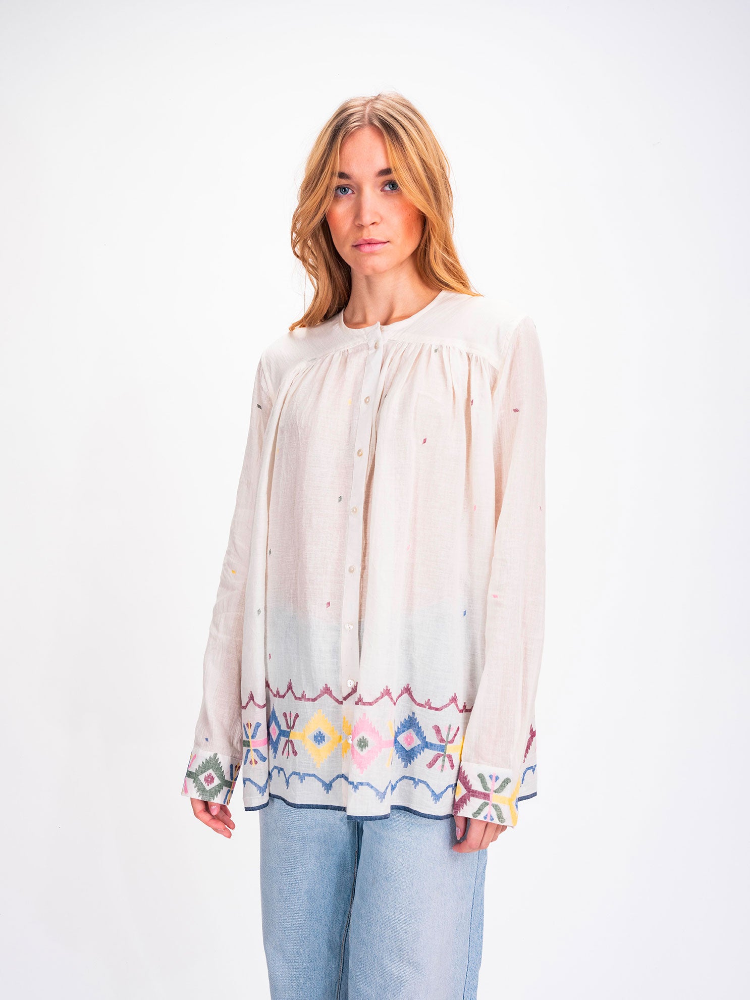 Blouse en voile de coton brodé Jamdeni