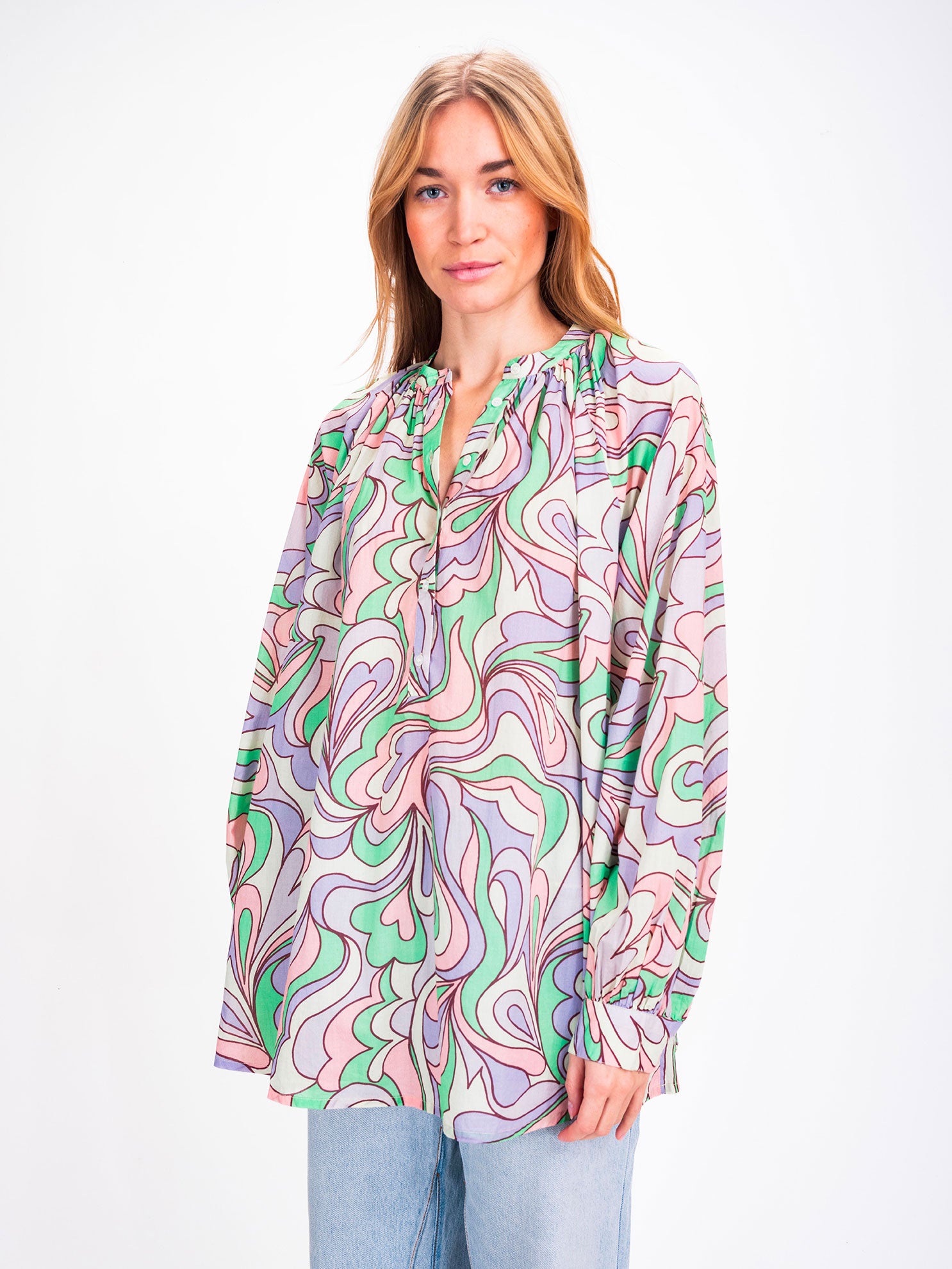 Blouse imprimée pastel Ikat