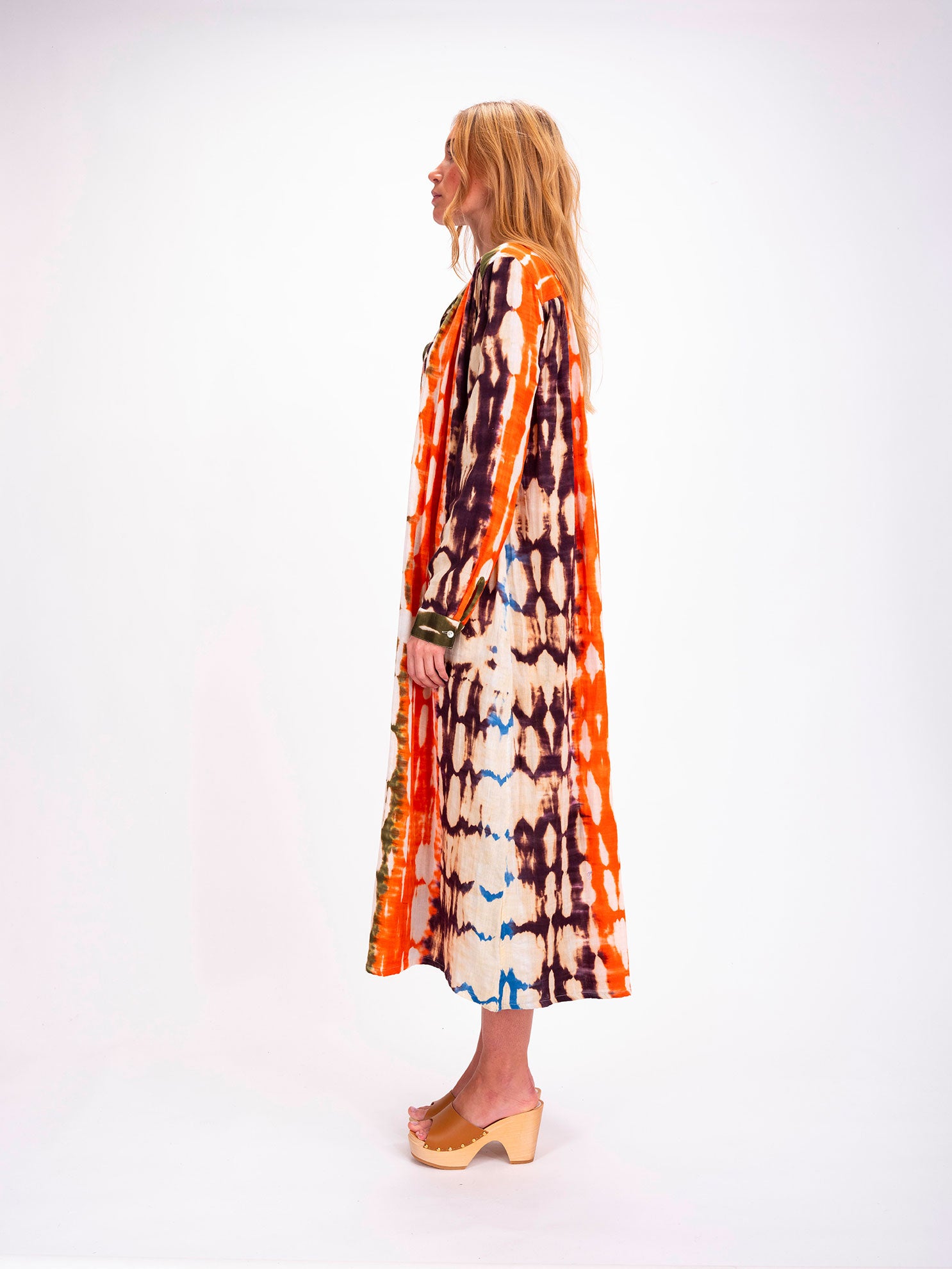 Robe longue orange Tie and Dye