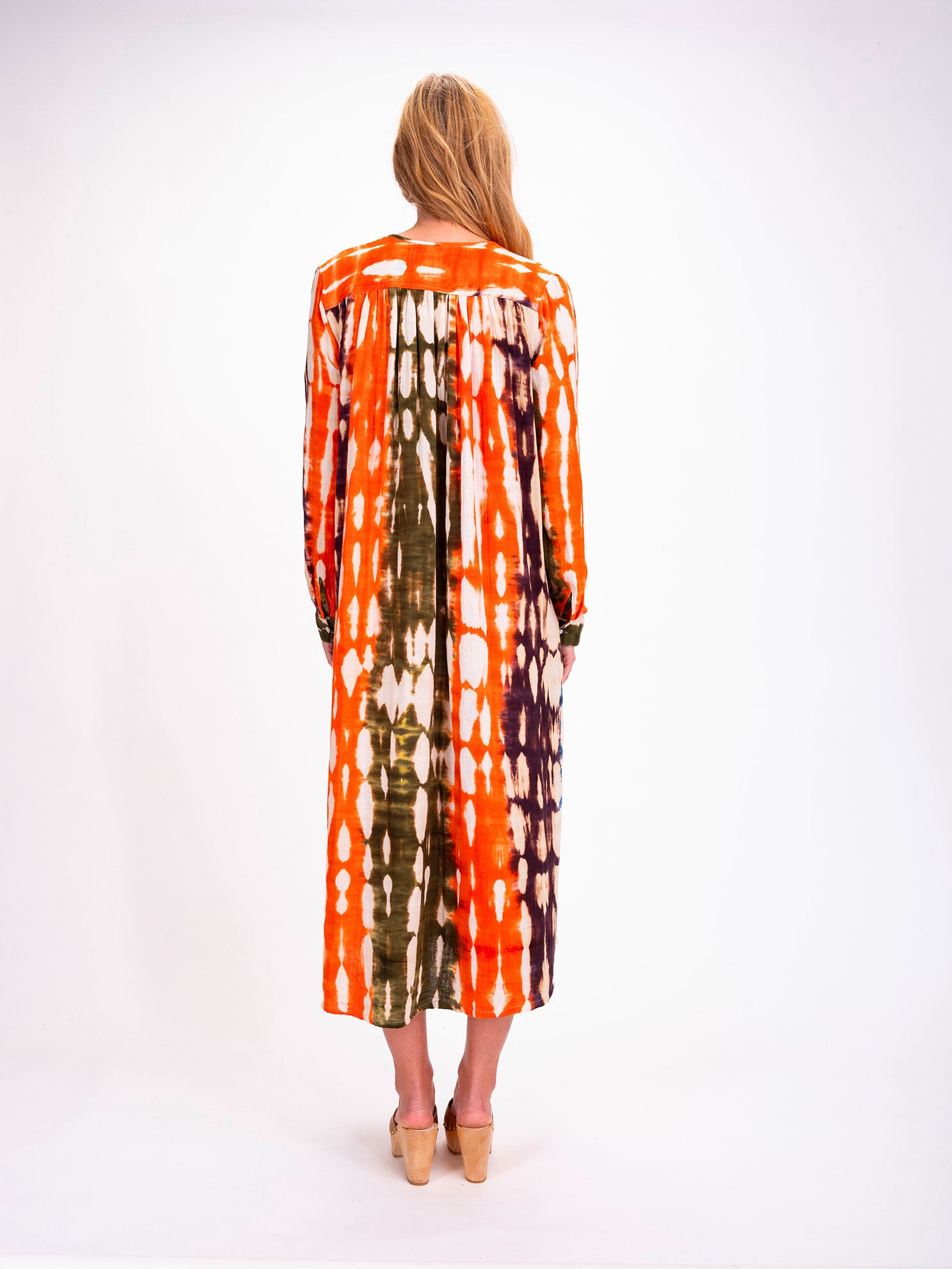 Robe longue orange Tie and Dye