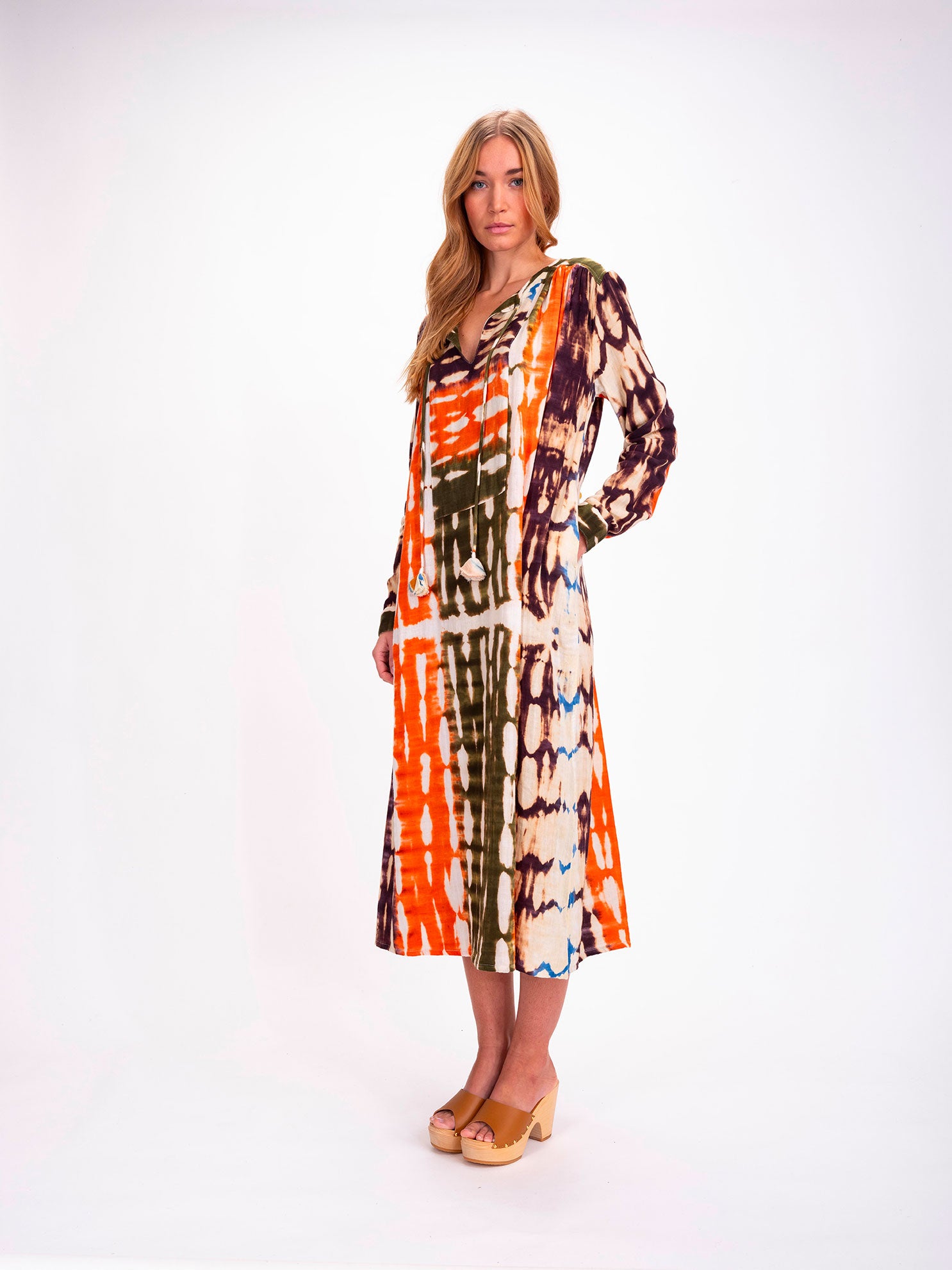 Robe longue orange Tie and Dye