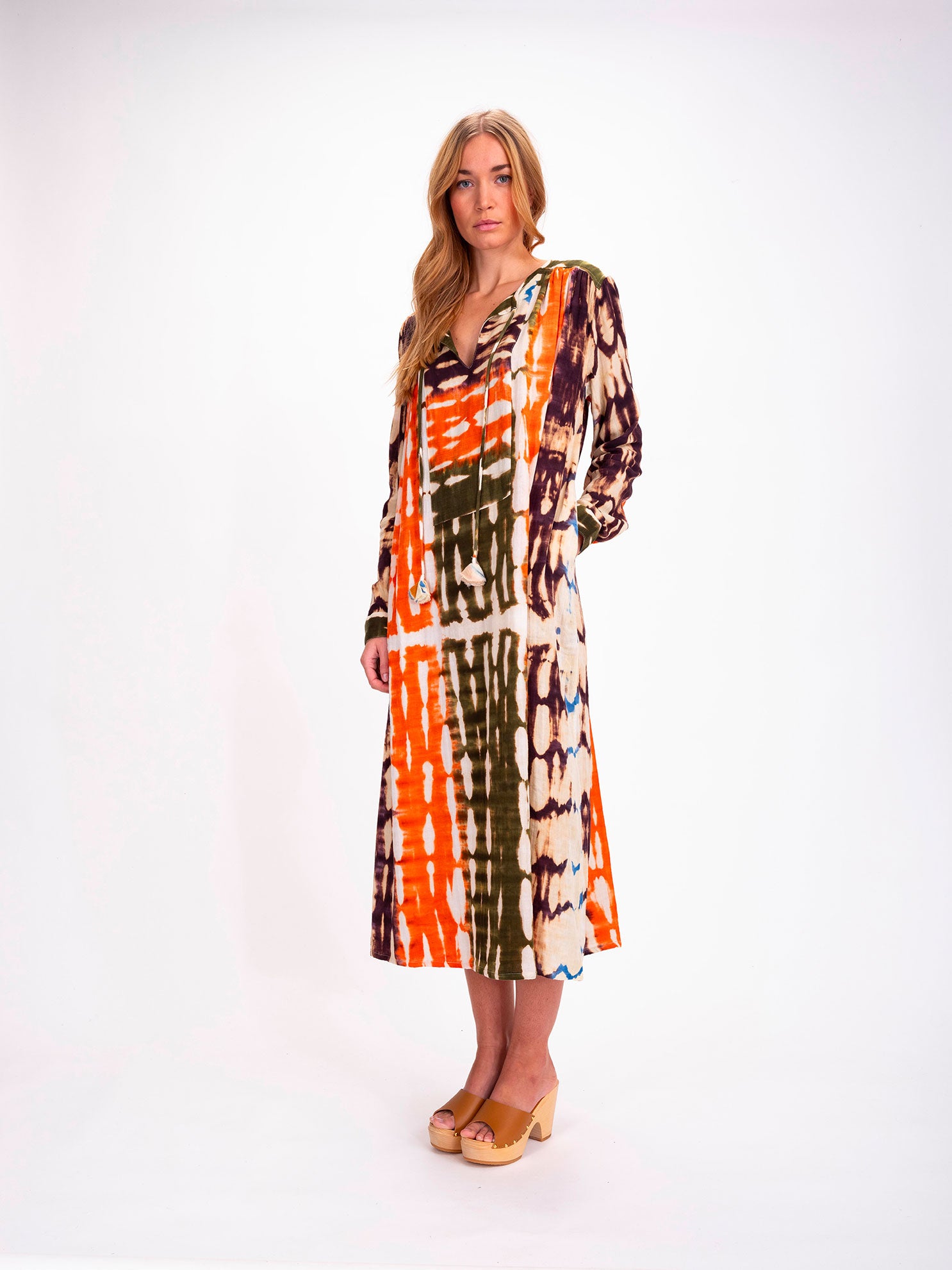 Robe longue orange Tie and Dye