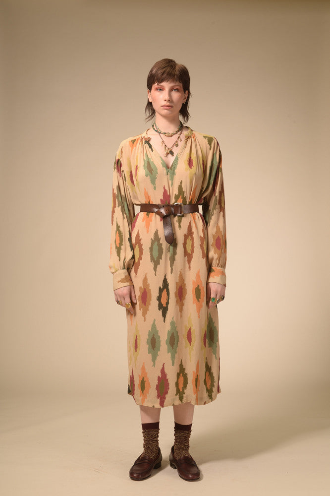 Ida cream printed dress