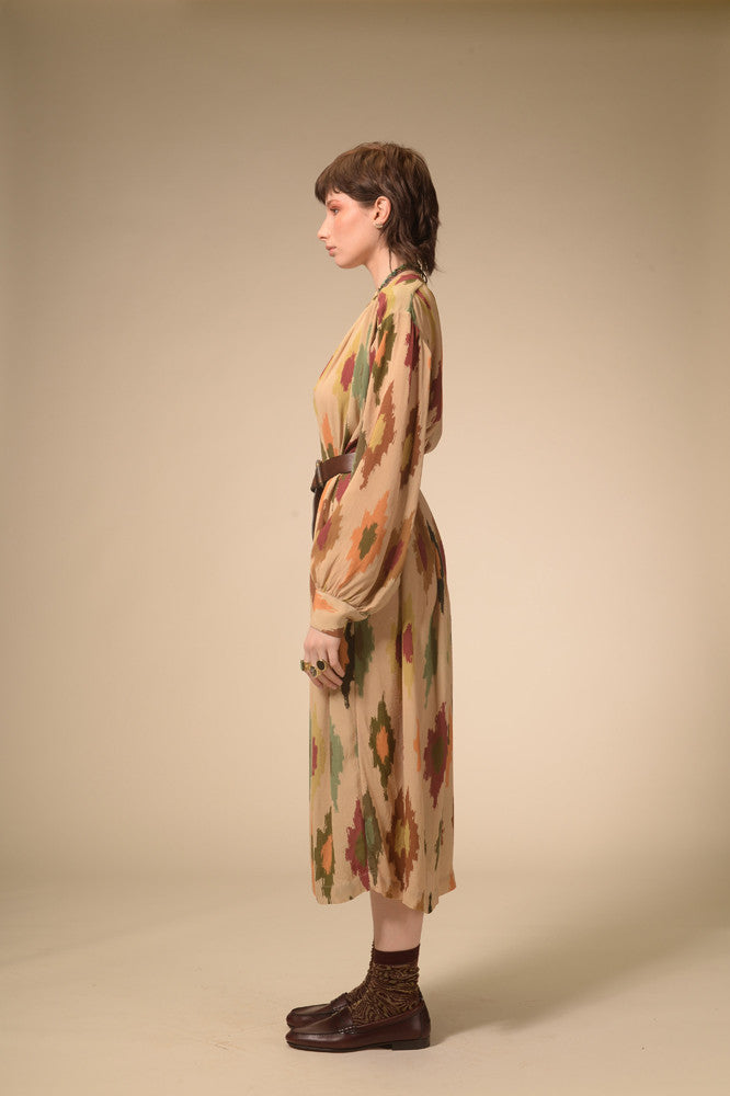 Ida cream printed dress