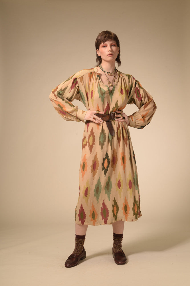 Ida cream printed dress