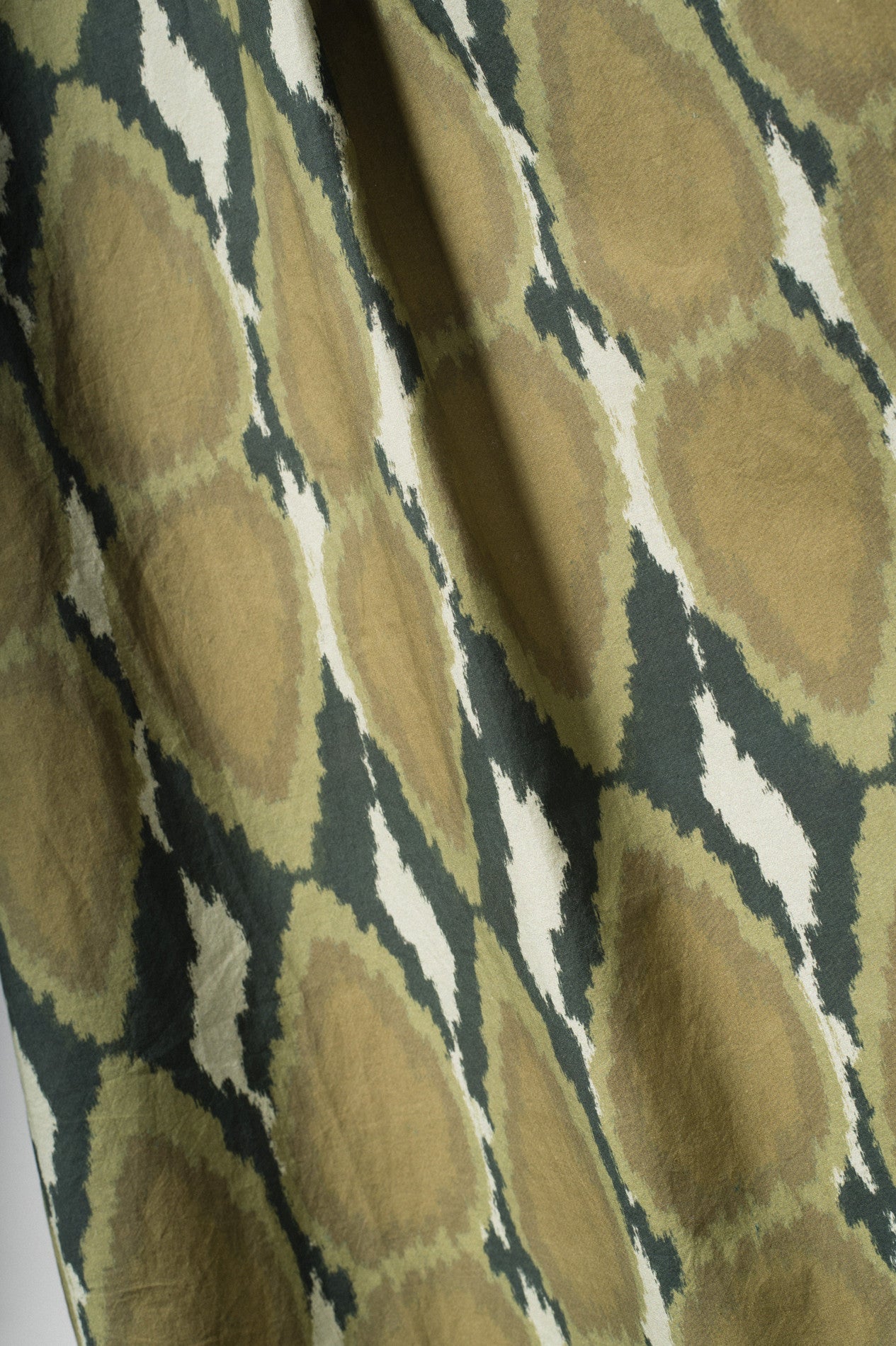Khaki Ikat printed cotton dress