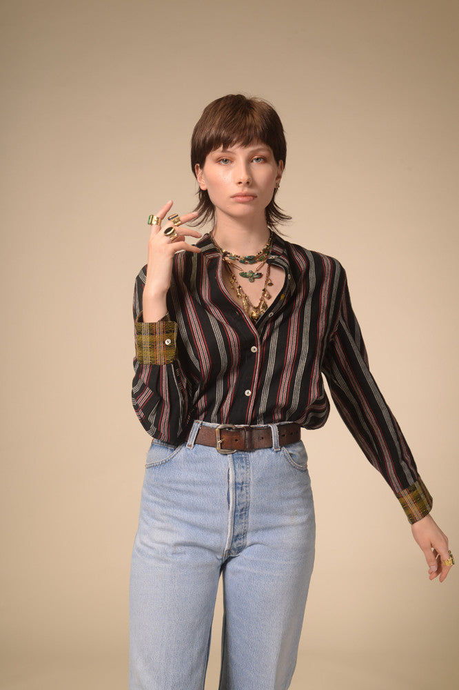 Jil black striped shirt