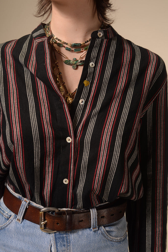 Jil black striped shirt