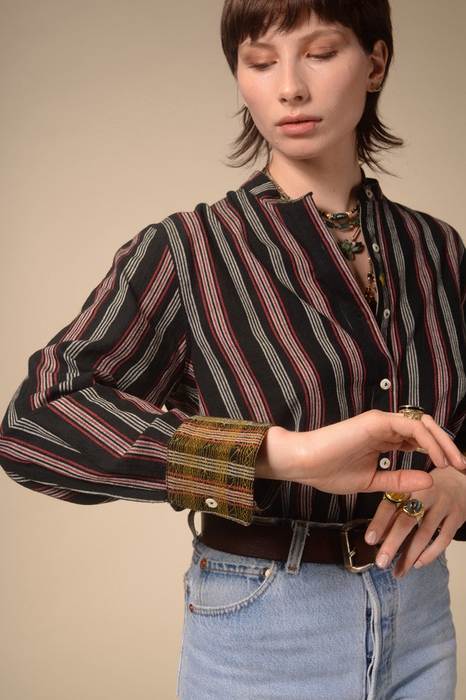 Jil black striped shirt