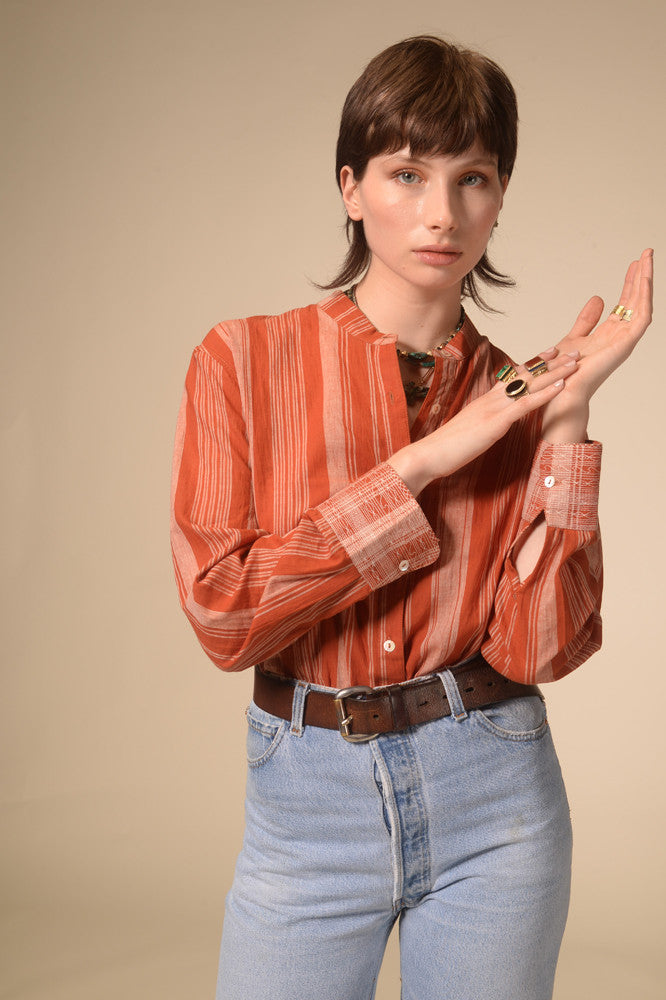 Jil terracotta striped shirt