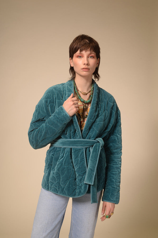 Kimono matelassé bleu canard Sirva