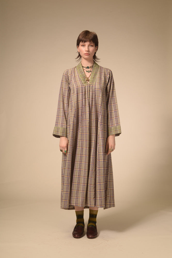Jil purple tartan long dress