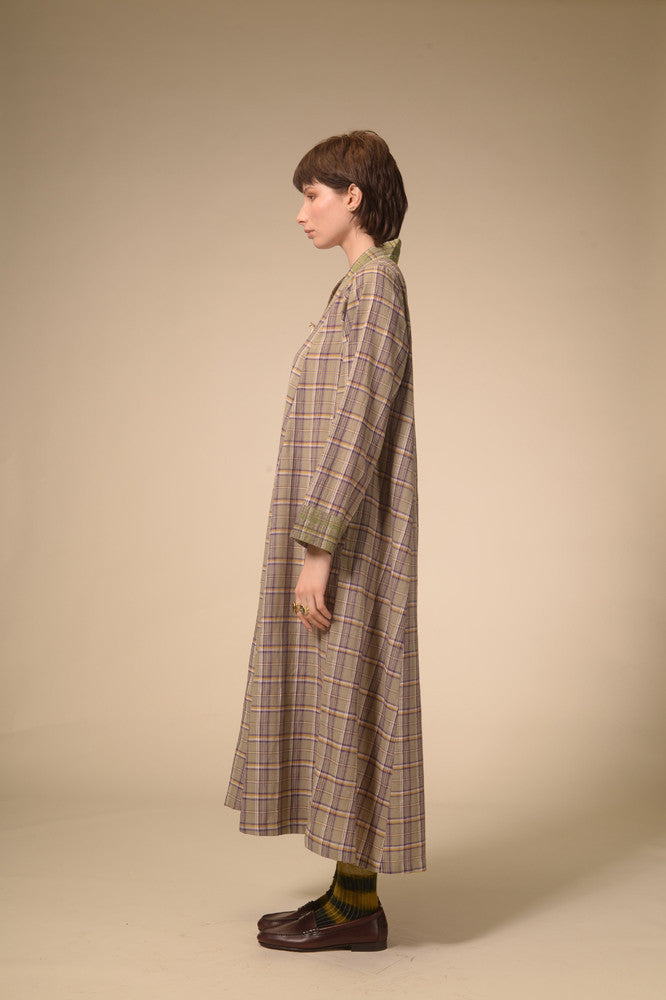 Jil purple tartan long dress