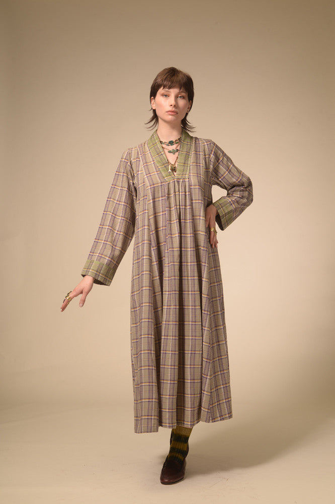 Jil purple tartan long dress