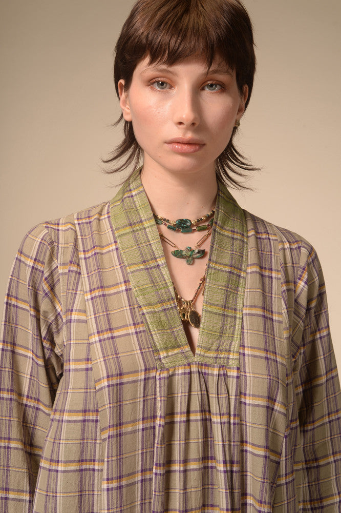 Jil purple tartan long dress