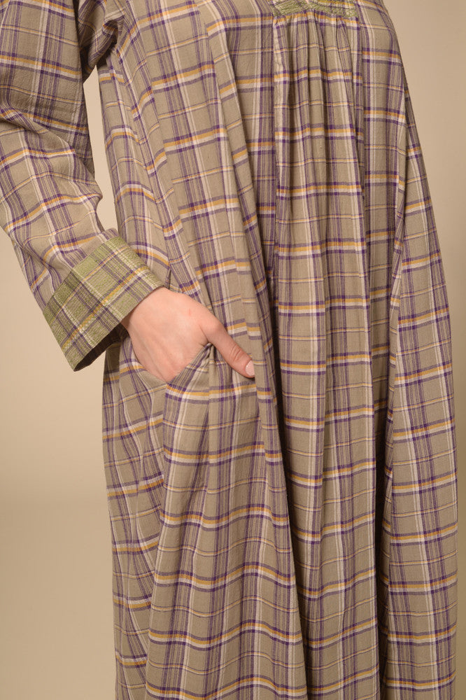 Jil purple tartan long dress