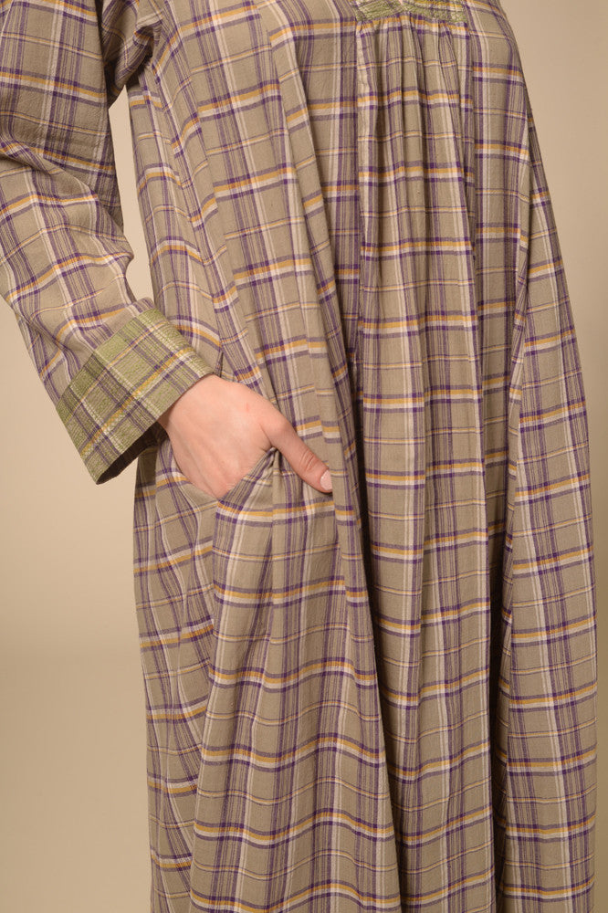 Robe longue tartan violet Jil
