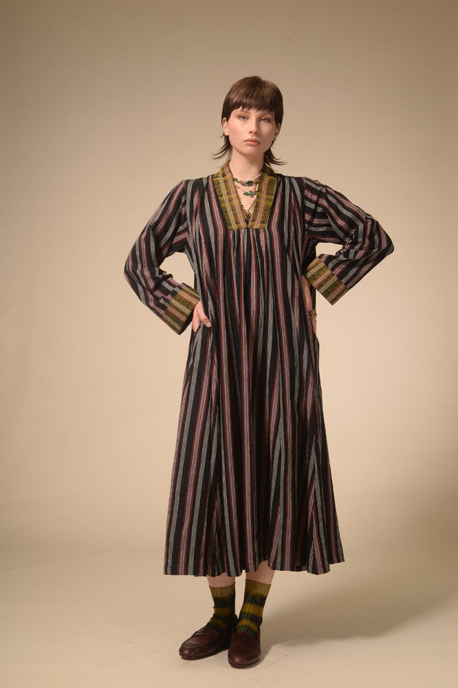 Jil black striped long dress