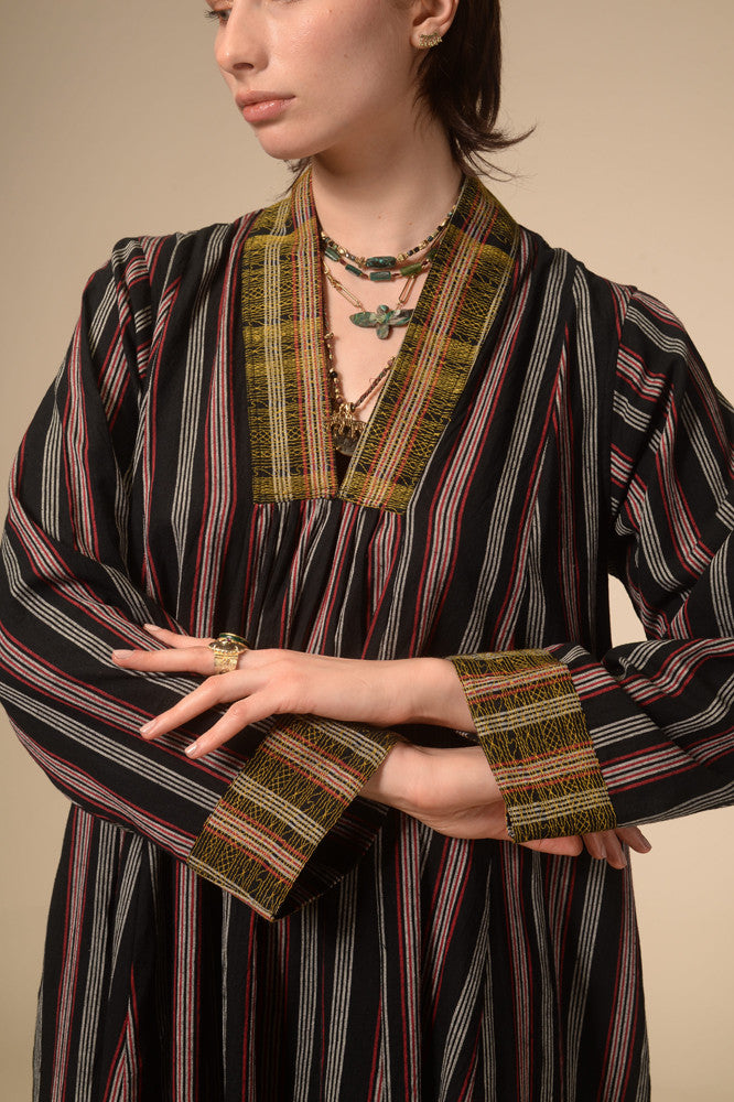 Jil black striped long dress