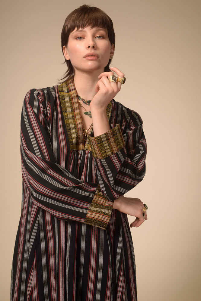 Jil black striped long dress
