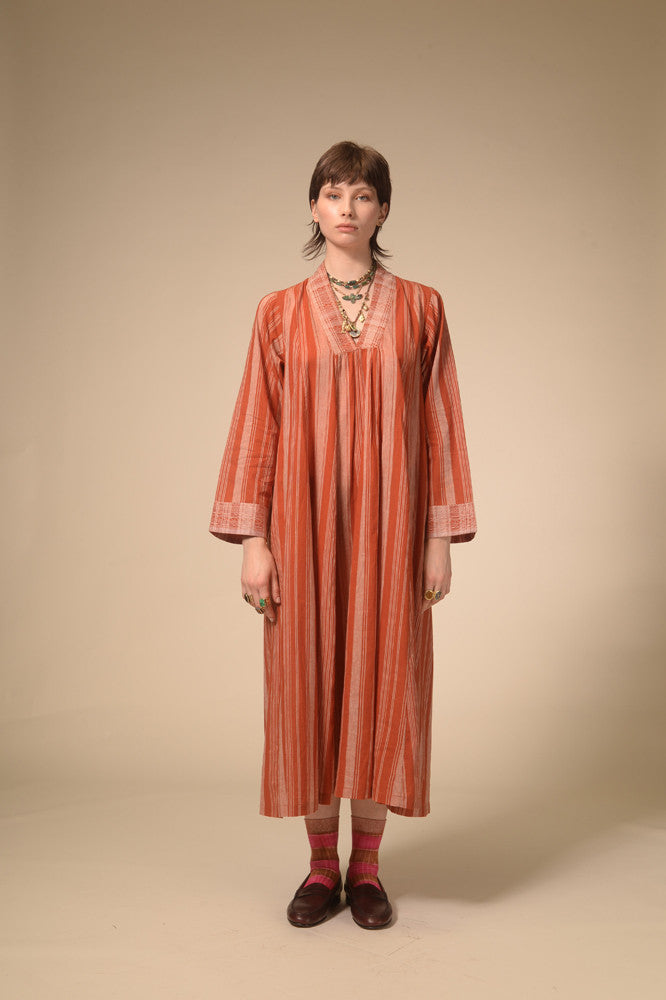 Robe longue rayée terracotta Jil