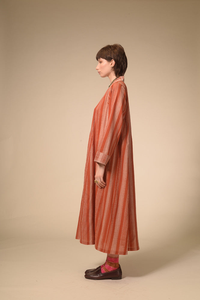 Jil terracotta striped long dress