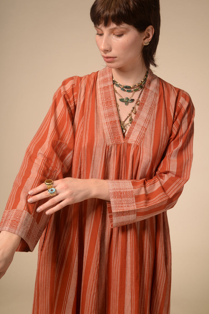 Jil terracotta striped long dress