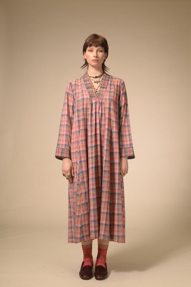 Jil red tartan long dress