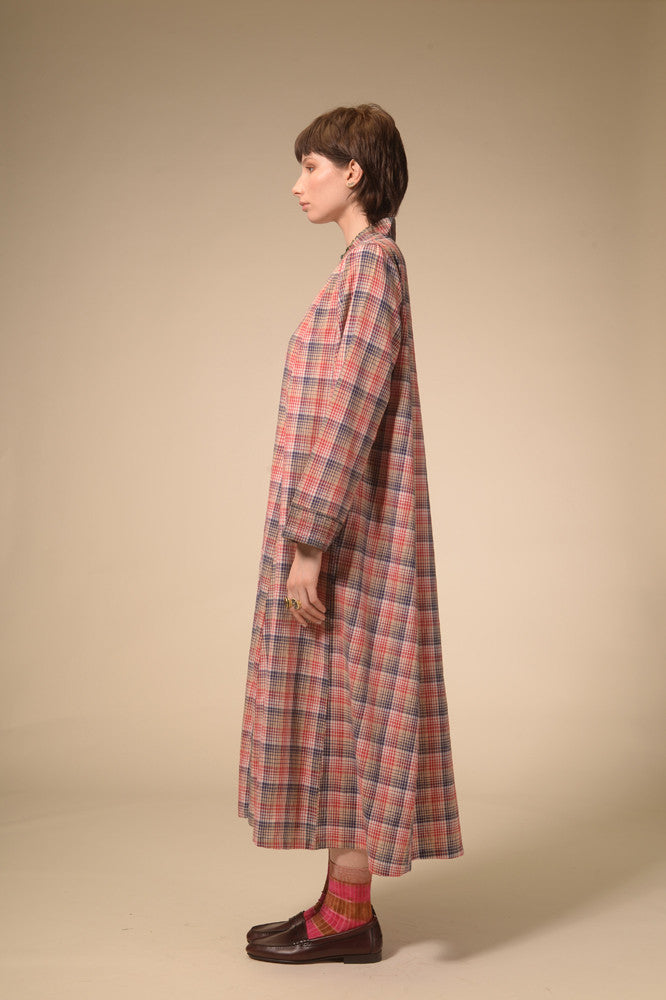 Jil red tartan long dress