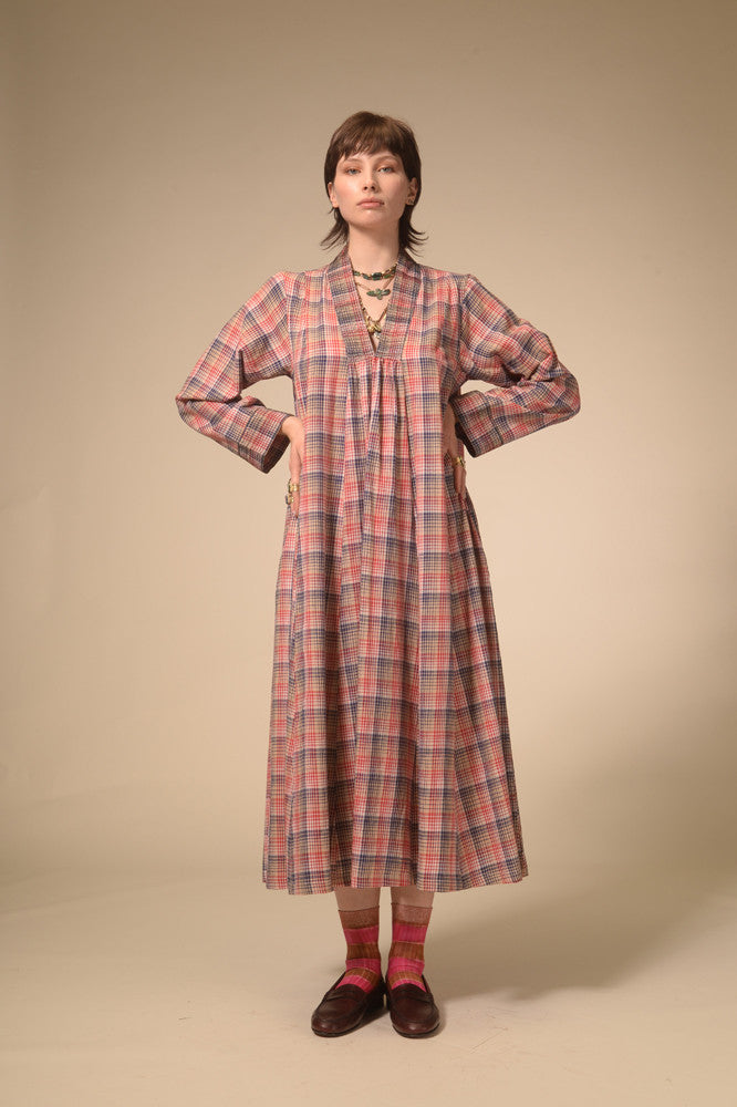 Jil red tartan long dress